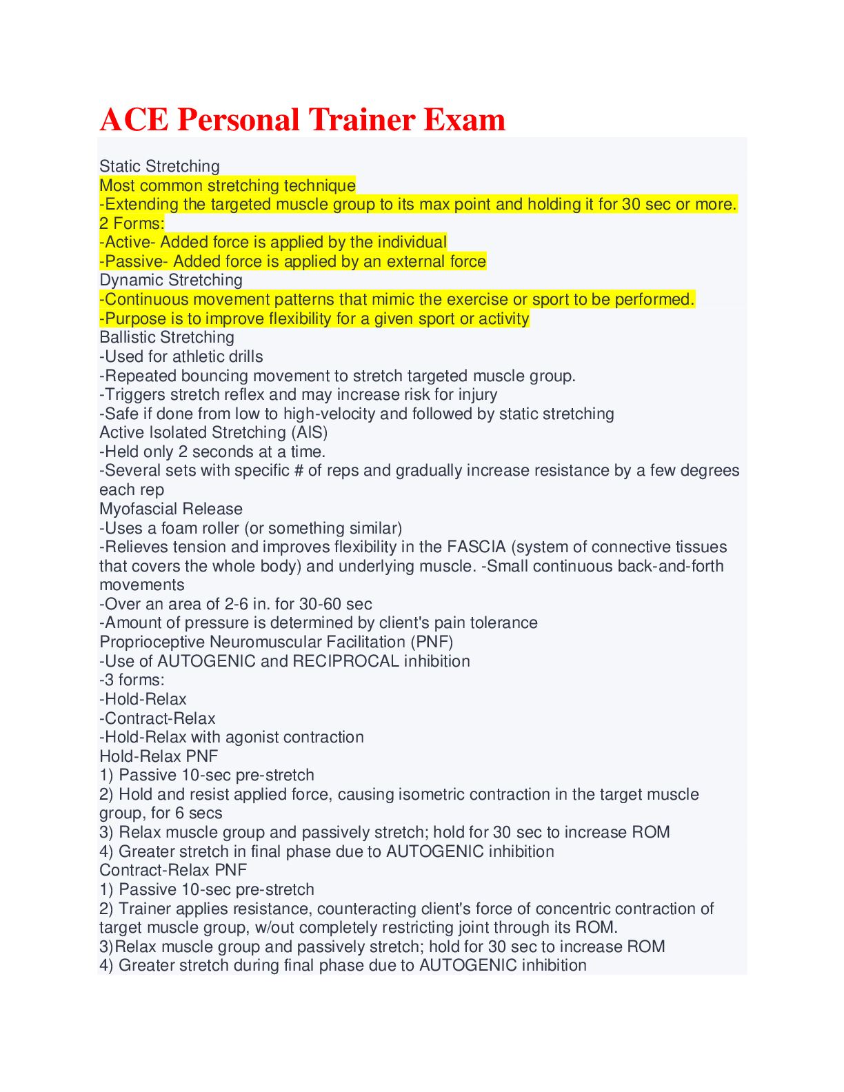 ACE Personal Trainer Exam Prep 2022/2023 Browsegrades